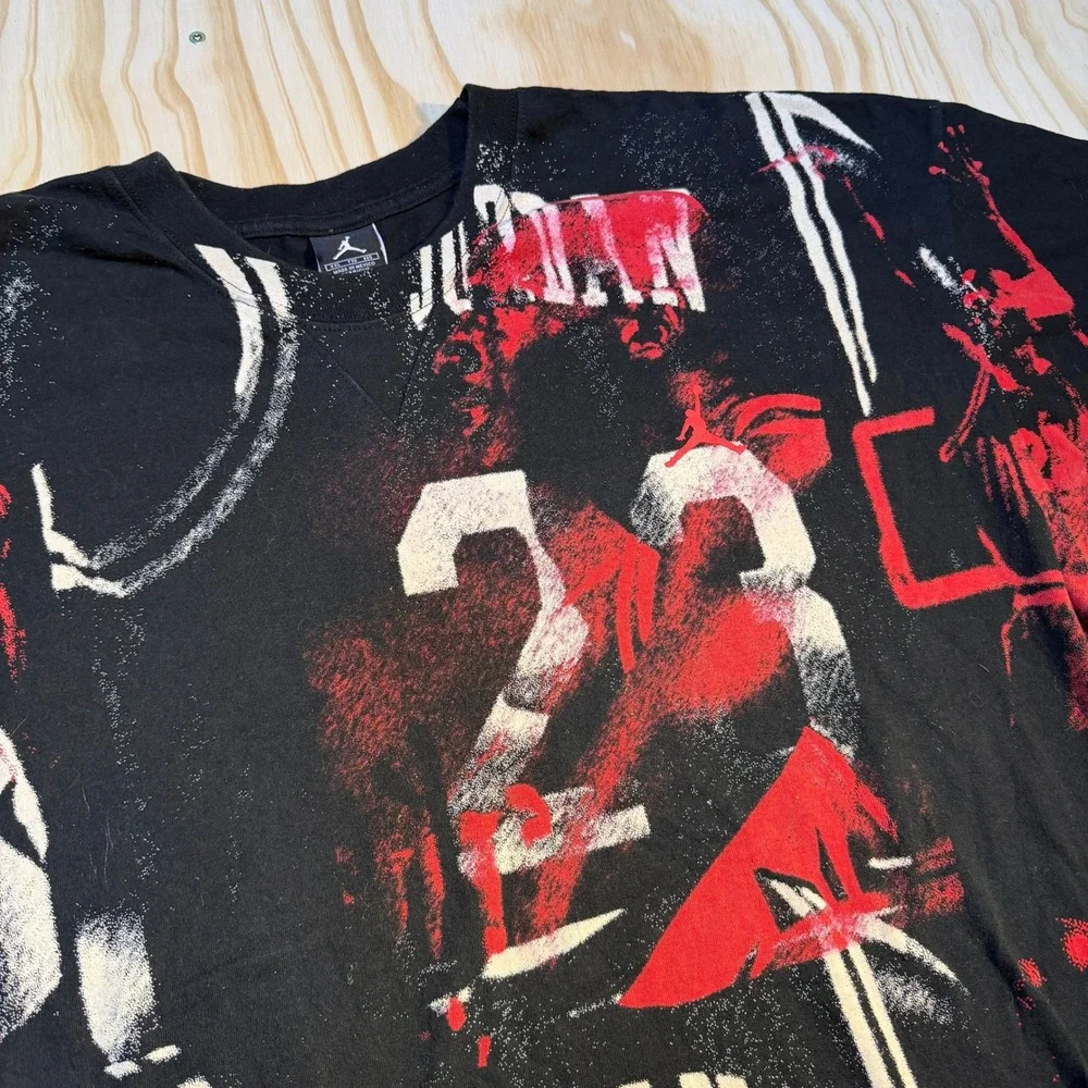 Jordan Men's Michael Jordan 23 All Over Print Graphic T-Shirt Black Red Size XXL